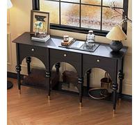 Tavolo consolle moderno in legno nero con ripiani portaoggetti, 100 cm, ingresso per corridoio, soggiorno e decorazione per la casa