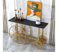 Tavolo consolle moderno in marmo con ruote, scrivania a 2 ripiani stretti per ingresso o soggiorno, elegante finitura oro, 120 cm dietro il divano