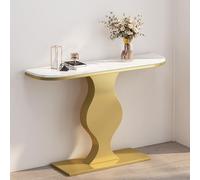 Tavolo consolle moderno metà secolo stretto - Divano in stile fattoria con piano in marmo, tavolo d'accento per soggiorno, corridoio e atrio, base stabile, finitura oro (120 cm)