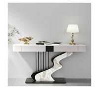 Tavolo consolle moderno mezza luna, piano in pietra sinterizzata con finitura nero/oro, divano d'ingresso stretto due cassetti di stoccaggio, base in acciaio al carbonio per corridoio(Mixed+Black
