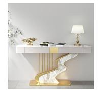 Tavolo consolle moderno mezza luna, piano in pietra sinterizzata con finitura nero/oro, divano d'ingresso stretto due cassetti di stoccaggio, base in acciaio al carbonio per corridoio(Mixed+Gold,140cm