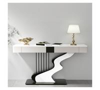 Tavolo consolle moderno mezza luna, piano in pietra sinterizzata con finitura nero/oro, divano d'ingresso stretto due cassetti di stoccaggio, base in acciaio al carbonio per corridoio(bianco+nero