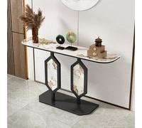 Tavolo consolle moderno rustico - Tavolo da ingresso in finto marmo per soggiorno, corridoio, dietro il divano - stile fattoria 100 cm, finitura nera - perfetto per corridoi e ingressi.