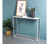 Tavolo consolle Rettangolare in Metallo, 9,8 Pollici di Larghezza, pianerottolo Finale, Stile Subway, Veranda, appoggiato al Muro, scrivania, Divano, ripiano Posteriore, Bianco, 47" L x 10" P 31,5" A