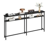 Tavolo consolle sottile, 180 x 23 x 100 cm, 2 ripiani, con vano portaoggetti extra lungo, colore grigio, per ingresso, soggiorno, colore nero