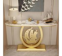 Tavolo consolle stretto, elegante tavolo da ingresso con base in acciaio al carbonio, divano moderno e tavolo da corridoio per soggiorno, 100 x 30 x 80 cm