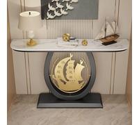 Tavolo consolle stretto, elegante tavolo da ingresso con base in acciaio al carbonio, divano moderno e tavolo da corridoio per soggiorno, 100 x 30 x 80 cm