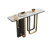 Tavolo consolle Stretto per Ingresso, tavolino Industriale con Struttura Geometrica in Metallo, Perfetto per Soggiorno e Ingresso, Bianco 39,5" x 14" Dietro Il Tavolo del Divano