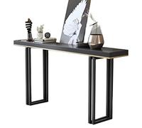 Tavolo Consolle, Tavolino da ingresso in legno massello Tavolino moderno da parete con struttura in ferro Consolle super stretta da ingresso con cassa da bar, tavolo da ingresso per soggiorno, nero (C