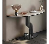 Tavolo Consolle Tavolino da Salotto con striscia luminosa a LED Tavolino Stretto per Ingresso con struttura geometrica in metallo per corridoio, soggiorno(Black,140cm/55.1in)