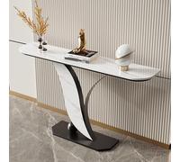 Tavolo Consolle, Tavolo da ingresso con piano ispessito, Consolle alto e stretto, Salvaspazio Struttura Metallo per soggiorno, ingresso(Black A,150cm/59in)