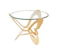 tavolo contemporaneo originale ninfa Oro in Ferro e vetro Diam.65x50hcm