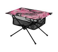 Tavolo corto pieghevole color cipria e nero marmorizzato tavolo pieghevole mobili da esterno con borsa portaoggetti per cucinare all'aperto, picnic, campeggio viaggi