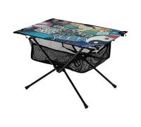 Tavolo corto pieghevole colorato abbagliante graffiti all'aperto picnic tavolo con borsa portaoggetti per cucinare all'aperto picnic campeggio viaggio