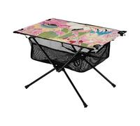 Tavolo corto pieghevole pesca e girasole bianco compatto resistente alle intemperie tavolo barbecue con borsa portaoggetti per cucinare all'aperto picnic campeggio viaggio