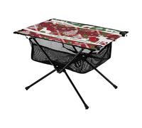 Tavolo corto pieghevole rosso e verde con alce di Natale compatto pieghevole tavolo da esterno con borsa per cucinare all'aperto, picnic, campeggio viaggi