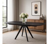 Tavolo Cucina Soggiorno Allungabile Rotante Piano Ceramica Nero 140/180cm