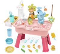 Tavolo Da Acqua Per Bambini - Giochi Da Spiaggia All'aperto | Giocattolo Lavello 4 In 1 Con Rubinetto Elettrico Gioco Educativo Educativo Per La Scuola Giardino Campeggio Casetta Per Ragazze Cortile V