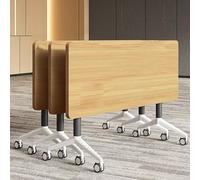 Tavolo da allenamento mobile pieghevole bianco - Scrivania portatile per conferenze con parte superiore, ruote bloccabili e pannello modestia per ufficio, aula e sala riunioni