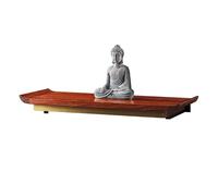 Tavolo da altare Buddha da parete con piastra di estrazione, piccolo santuario rosso per meditazione e preghiera per casa, soggiorno, camera da letto e ufficio, decorazione zen per spazi spirituali