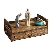 Tavolo da altare buddista con base intagliata e piccolo cassetto per Guan Gong Guanyin Santuario di meditazione spirituale per la decorazione della casa (noce)