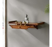 Tavolo da altare buddista da parete con cassetto, nicchia compatta per meditazione per la decorazione domestica del tempio, mensola di preghiera in bambù per rituali, salvaspazio
