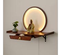 Tavolo da altare buddista in bambù con cassetto e vassoio scorrevole, mensola per meditazione zen da 49,8 cm, per la casa, preghiera spirituale, spazio, decorazione rossa tranquilla per consapevolezza