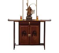 Tavolo da altare buddista in bambù con contenitore, mensola for preghiera dal design rialzato for tempio domestico, soggiorno, resistente ai carichi(120cm)