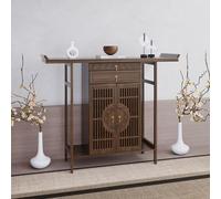 Tavolo da altare buddista, tavolo puja da pavimento per statue, meditazione e preghiera, cerimonia del tè, decorazione per santuario, marrone, 100 x 40 cm