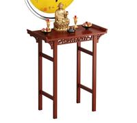 Tavolo da altare con bordo stretto, mobiletto for Pooja in legno massello, panca da meditazione in stile cinese con contenitore, espositore for mobili da preghiera(120cm)