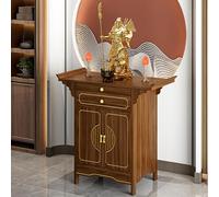Tavolo da altare con cassetto portaoggetti, tavolino per santuario domestico, tavolo puja da meditazione con tavola estraibile, per spazio di preghiera, tempio e sale ancestrali (marrone, 90 x 98 cm)