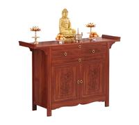 Tavolo da altare con contenitore, armadietto per meditazione e preghiera, tavolo puja personale per culto spirituale e uso a pavimento