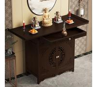 Tavolo da altare con contenitore, tavolino da altare for statue buddiste in bambù naturale spirituale Supporto, per l'altare per spirituali, per Decorazione Stanza(Walnut,120*40cm/47.2*15.7in)