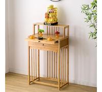 Tavolo da altare in bambù per Buddha con contenitore e piastra retrattile, perfetto per casa, ufficio o spazi di meditazione