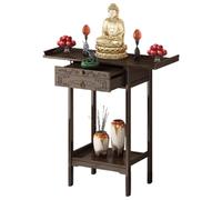 Tavolo da altare in bambù, piccolo Buddha nicchia con cassetto per meditazione e preghiera, supporto per incenso tributo puja