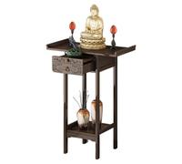 Tavolo da altare in bambù, piccolo Buddha nicchia con cassetto per meditazione e preghiera, supporto per incenso tributo puja