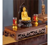 Tavolo da Altare in Legno massello, Altare Buddista Cinese Intagliato, Tavolo da Meditazione Rettangolare, Panca per la Preghiera Domestica, Piccolo mobiletto per la Pooja (L15,8)
