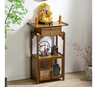 Tavolo da altare per meditazione con ripiano estraibile, cassetto e armadietto per adorazione domestica del tempio e pratica spirituale