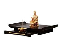 Tavolo da altare pieghevole da parete, ripiano for meditazione estraibile in legno massello, mobiletto compatto for Puja for uso cerimoniale domestico, decorazione Fengshui(Schwarz,38*25cm/15*9.8in)