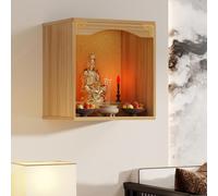 Tavolo da altare sacrario a parete, espositore da tavolo per statua cinese Feng Shui Guan Gong Guan Yin Pooja, con mobiletto per altare con anta(Wood,50 * 40 * 60cm/19.6 * 15.7 * 23.6in)