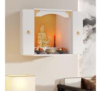 Tavolo da altare sacrario a parete, espositore da tavolo per statua cinese Feng Shui Guan Gong Guan Yin Pooja, con mobiletto per altare con anta(White(with door),50 * 40 * 60cm/19.6 * 15.7 * 23.6in)