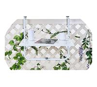 Tavolo da appendere pieghevole in ferro battuto per uso esterno, scrivania laterale in metallo e ringhiera, scaffale per patio e balcone, 60 x 40 cm, nero/bianco, versatile pelliccia da giardino