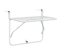 Tavolo da balcone in acciaio bianco, 60 x 40 cm, pieghevole | Acciaio resistente, design a rete industriale, pieghevole salvaspazio, uso in veranda, terrazza, ringhiera