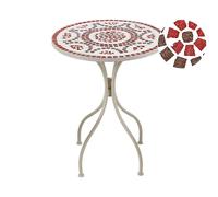 Tavolo da balcone per esterni in metallo bianco con mosaico 60 cm Spello