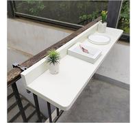 Tavolo da balcone pieghevole a 5 posizioni, regolabile in altezza, per ringhiere del balcone, profilo in alluminio, resistente alle intemperie, per terrazza e giardino (bianco, 80 x 39 cm)