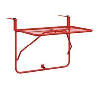 Tavolo da Balcone Rosso 60x40 cm Pieghevole in Acciaio | Finitura e-coating,design a rete,uso multifunzionale,ripiegabile,per portico e terrazzo,assemblaggio richiesto
