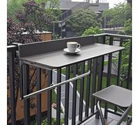 Tavolo da balcone sospeso, altezza regolabile, scrivania pieghevole per ringhiera esterna, soluzione salvaspazio per patio e terrazza