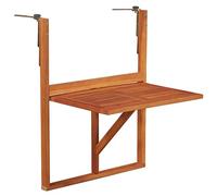 Tavolo da Balcone Sospeso in Legno Massello di Acacia 64,5x44x80 cm, Pieghevole e Regolabile per Ringhiera, Tavolino da Esterno Rustico per Bevande, Piante Giardino, Facile Montaggio e Manutenzione
