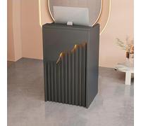 Tavolo da banco per reception, con ripiani e cassetti aperti, design a forma di L, per negozi e strutture ricettive