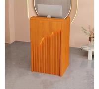 Tavolo da banco per reception, con ripiani e cassetti aperti, design a forma di L, per negozi e strutture ricettive